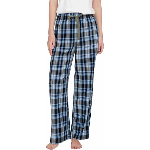 HiddenValor Women Lightweight Woven Cotton Plaid Pajama Lounge Pants With Pockets