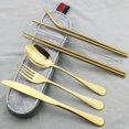 thumbnail image 1 of Vajilla negra de acero inoxidable 18/10, juego de cubiertos de paja, cuchara, tenedor, palillos con pajita, caja portátil, 8 unids/set por juego Fivean unisex, 1 of 2