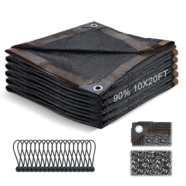90 Sun Shade Cloth 10 x 20 FT Durable Mesh Tarp with Grommets UV Resistant Garden Sun Shade