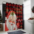 thumbnail image 4 of Merry Christmas Bathroom Shower Curtain Red Santa Claus Winter Snowflake Red Plaid Waterproof Washable Shower Curtains for Bathtub Bath Decor with Grommets and Hook 54 X 78 Inch, 4 of 8