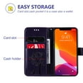 thumbnail image 5 of Allytech Wallet Case for iPhone 13 5G 6.1 inch 2021, Slim Premium Embossed Tree Cat Flowers PU Leather Flip Kickstand Magnetic Snap Hand Strap Case for iPhone 13 2021, Purple, 5 of 6