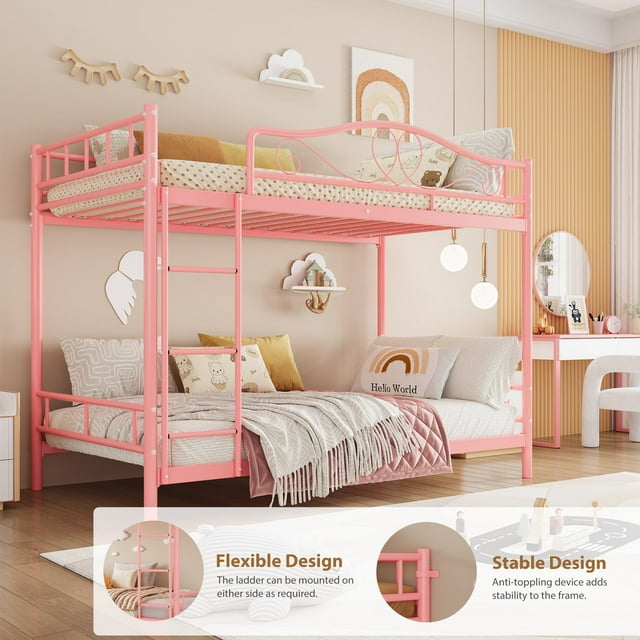 GloryStar Space-Saving Twin Over Twin Metal Bunk Bed, Sturdy 400 lbs Capacity with Ladder, Full Safety Rails, Quiet Design & Easy Assembly