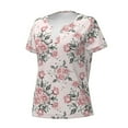 thumbnail image 2 of Goofa Rose Flowers Pattern Womens Deep V Neck Low Cut Tops Casual Summer Short Sleeve Ribbed Knit T-Shirts-Medium, 2 of 5