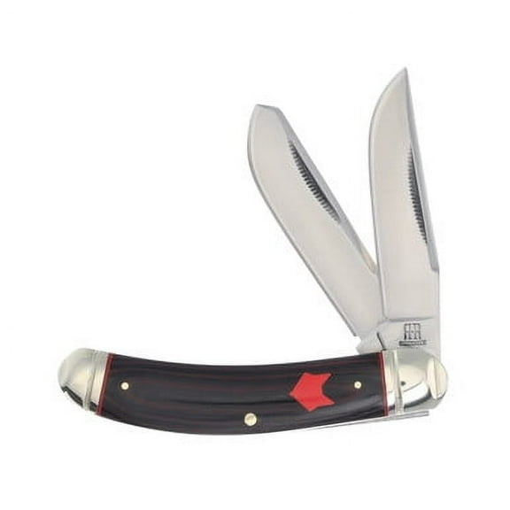 Rough Ryder Knives Rough Ryder Black and Red Micarta Sowbelly Trapper Folding Knife RR2299