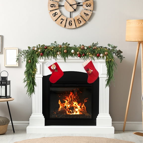 GIRACOA 2 PCS 6 FT Norfolk Pine Garlands for Christmas Decorations, Real Touch Xmas Garlands for Wall, Mantels, Stairs, Tables, Porches, and DIY