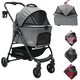 thumbnail image 1 of Carriola para Mascotas Cochecito para Perros y Gatos Pequeños - Medianos Transportadora Extraíble Ligera y Plegable con Freno - Gris, 1 of 7