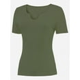 thumbnail image 2 of Long Sleeve Shirts for Women Basic Casual V Neck Tops Ribbed Slim Fitted Blouse, 2 of 5