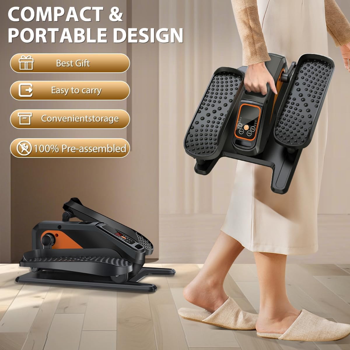 Under Desk Elliptical Machine with 15 Speeds & Remote Control, Quiet Electric Seated Pedal Exerciser for Office Home Seniors