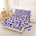 thumbnail image 2 of Manfei Purple Bow Bed Sheets,Cheetah Animal Print Full Size Sheets,4pcs,1 Flat Sheet,1 Fitted Sheet and 2 Pillowcases, 2 of 6
