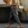 thumbnail image 2 of Futezty Women Linen Capri with Drawstring Petite Beachwear Lightweight Elastic Waist Pants, 2 of 5