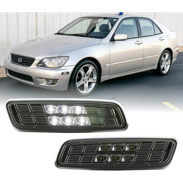IS GS LED Side Marker Lights - n Play Smoke Front Bumper Sidemarkers Lamps Set (Left + Right) For 2000-2005 Lexus IS200 IS300 and 1998-2004 GS300 GS400 (Smoked Lens,