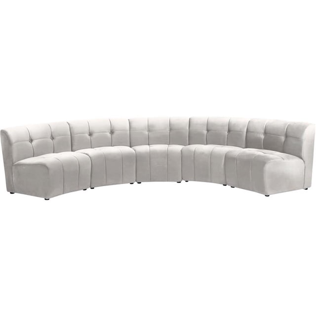 Meridian Furniture Limitless Cream Velvet Modular 5 Piece Sectional