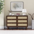 thumbnail image 3 of Al Fresco 6 Drawer Dresser, Modern Storage Wide Chest of Drawers, 3 Layer Storage Organization Unit for Bedroom Living Room Entryway, Natural Walnut, 3 of 7