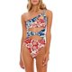 thumbnail image 3 of Traje de baño de una pieza con estampado de contraste hueco para mujer Traje de baño de playa que moldea la forma del cuerpo, 3 of 4