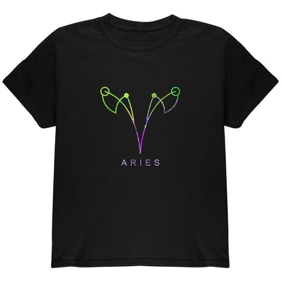 Sacred Zodiac Aries Youth T Shirt Black YMD