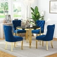 thumbnail image 2 of 3-Piece Round Dining Table Set, Modern Glass Table Irregular Table Legs, and 2 Velvet Tufted Chairs for Kitchens, Living Rooms, Small Spaces, 2 of 8