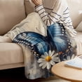 thumbnail image 4 of Throw Blanket for Couch Blue Butterfly Soft Fleece Flannel Blankets Cozy Lightweight Blanket for Home Sofa Living Room White Daisy Bed Throws 50" x 60", 4 of 9