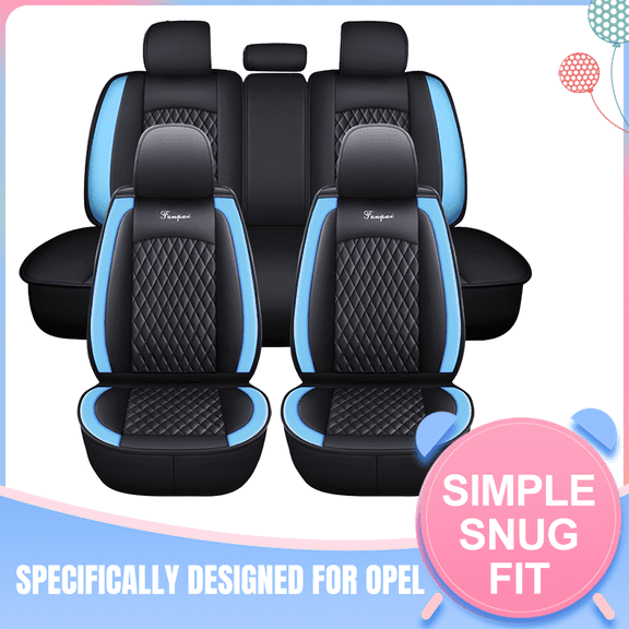 Tuqiang Car Seat Covers for Opel for Omega 1994-2004 5-seater Leather Auto Seat Protector, Waterproof Scratch-resistant Luxury Auto Seat Cushion Protector, Seat Cushion Cover Black and Blue