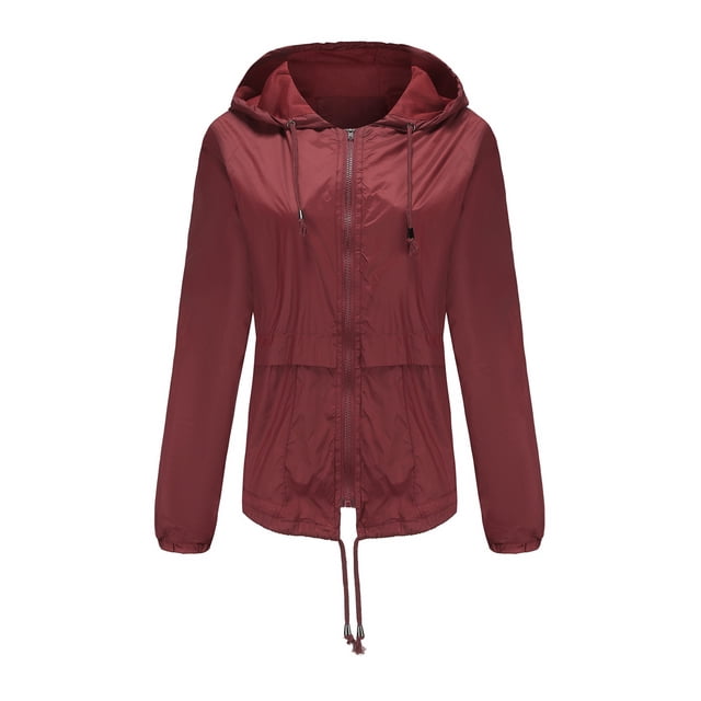 Waterproof Rain Jackets Women’s Solid Rain Jacket Outdoor Jackets Waterproof Hooded Raincoat Windproof