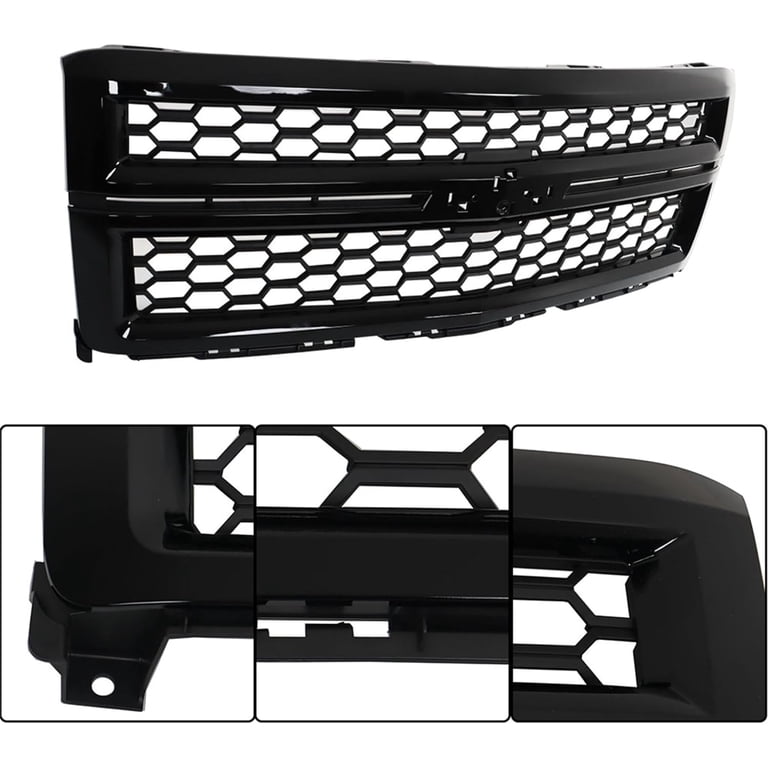 2014 2015 Silverado Upper Grille Gloss Black Upper Grille W/ Light