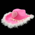 thumbnail image 7 of BRICH Cowboy Hat Heart Pattern Western Hat Travel Casual Wear Hats Fashion Denims Hats for Daily Fashion Statements 01-Pink One Size, 7 of 7