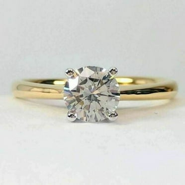 1CT Lab Created Diamond (VVS1,G-H) Round Solitaire Ring 14K Yellow Gold Fine Jewelry for Women Gifts