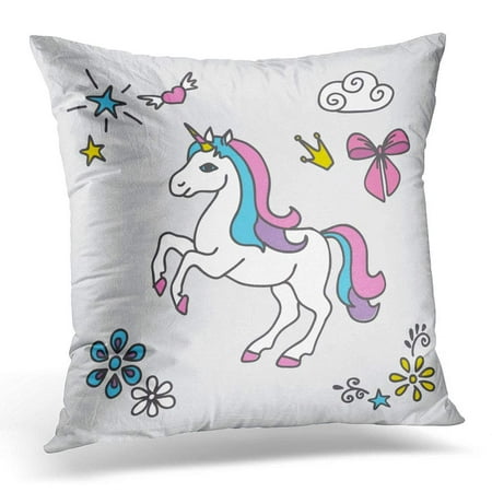 USART Colorful Animal Patch Badges Magic Cute Collection with Unicorn Clouds Stars Bow Flowers Trend Baby Pillow Case Pillow Cover 18x18