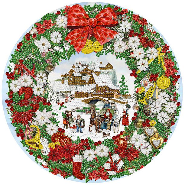 Kit Corona Navidad Con Forma Especial Parcial DIY 5D 30x30cm