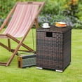 thumbnail image 2 of Resenkos Rattan Side Table with Storage, 1 Tier Storage Shelf for All Weather for Outdoor, Patio, Garden, Backyard,Brown, 2 of 18