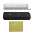 thumbnail image 4 of 16-Hole 64-Note Chromatic Harmonica in C Key Reed Wind Instrument, Suitable for Beginners and Adult Music Enthusiasts, with Cleaning Cloth and Storage Box, Silver, 4 of 8