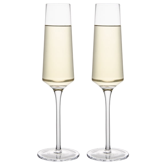 Crystal Champagne Flutes 7.6 oz Champagne Glasses Set of 2 with Long Stem Lead-Free Sparkling Wine Stemware Set Dishwasher Safe for Home Bar Unique Gift for Birthday, Wedding, Anniversary