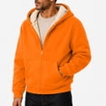thumbnail image 2 of Jackets for Men Zip Up Long Sleeve Hooded Fall Jacket Thick Sherpa Fleece Lined Lightweight Outdoor Work Fashion Coats with Pockets Saffron 3XL, 2 of 6