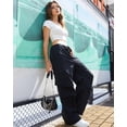 thumbnail image 4 of Pantalones cargo COPYLEAF, pantalones cargo para mujer, cintura baja, negros, 4 of 5