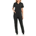 thumbnail image 2 of lcziwo Scrubs for Women Casual V-Neck Scrub Tops and Drawstring Yoga Jogger Pants 2 Piece Sets Medical Nursing Uniform Scrub Set Black M, 2 of 3