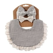 Cotton Feeding Supplies Anti-spitting Boys Girls Saliva Towel Burp Cloths Baby Headband Double Side Bibs GREY