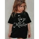 thumbnail image 1 of SCKMEU Girls' Elegant Music Note & Rhinestone Graphic Tee - Black Casual Round Neck Short Sleeve T-Shirt, Machine Washable, Soft Stretch Fabric, Perfect for Spring/Summer, 1 of 6