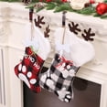 thumbnail image 4 of Dalrosia 2PCS Christmas Stocking for Dogs with Pet Name Personalized Custom Christmas Stocking 18'' Large Red Black Plaid Bone Stocking Holiday Xmas Decorations Gifts for Dogs Pets, 4 of 5