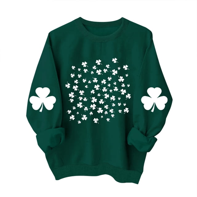 FAIWAD Sweatshirts pour Femmes de la Saint-Patrick Manches Longues Col Rond Épaule Tombante Pull Ample