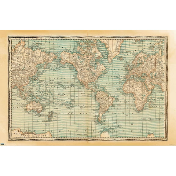 Map - Rustic Wall Poster, 22.375" x 34"