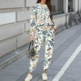 thumbnail image 2 of LWavelet Women's 2 Piece Ditsy Floral Print Sweatshirt and Jogger Pants Set - Red Casual Outfit Light Blue S, 2 of 5