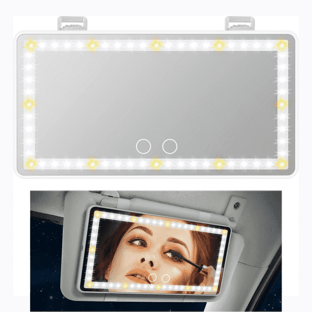 Car Vanity Mirror, Car Visor Makeup Mirror with 60 LED Light, 3 Light