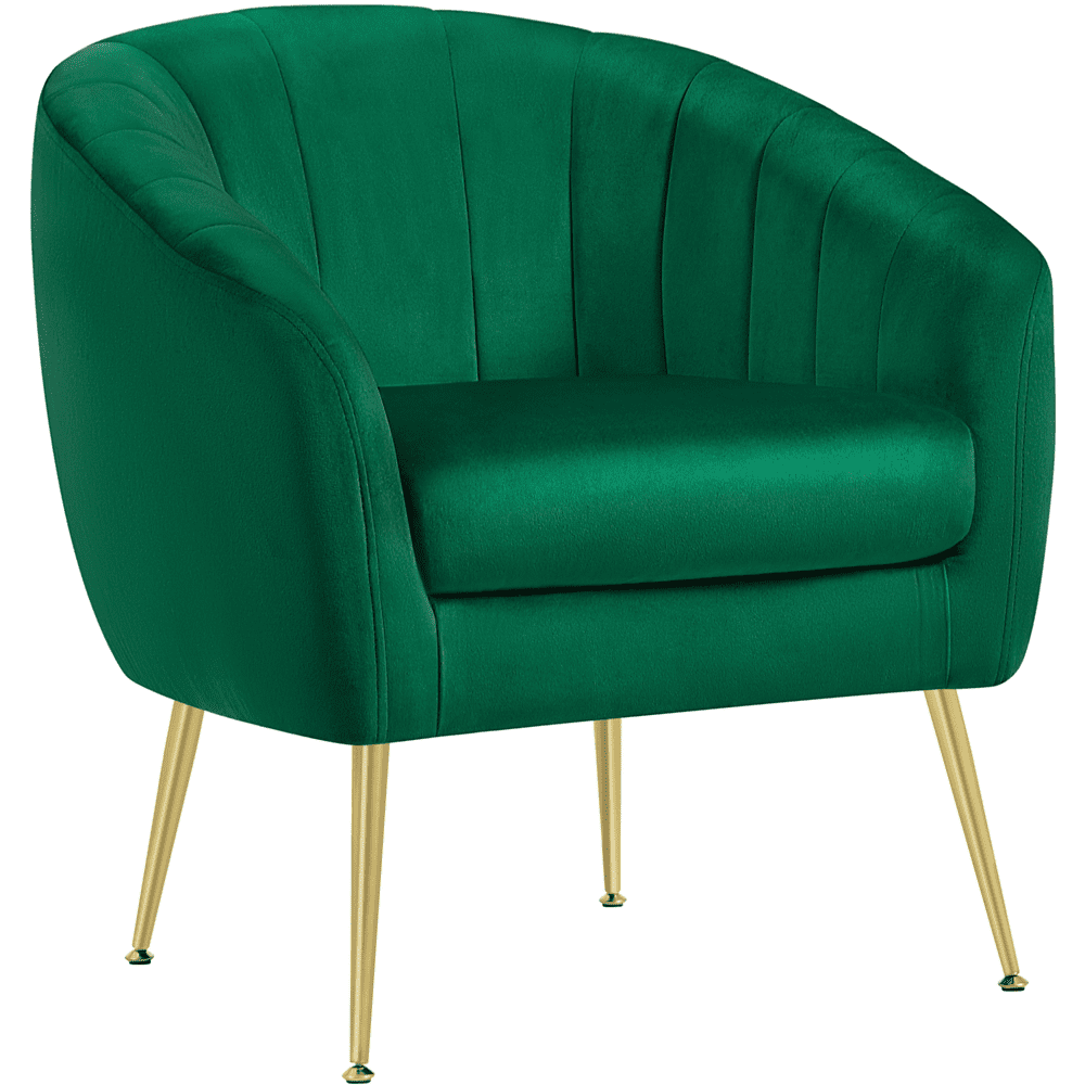 Alden Design Barrel Accent Chair with Gold Metal Legs for Living Room, Green