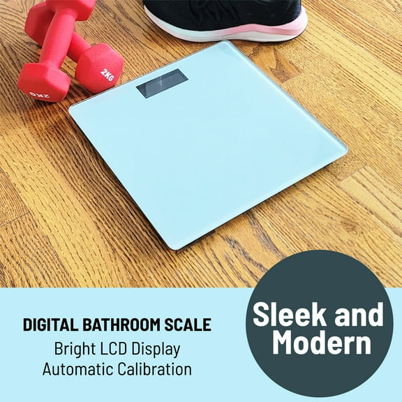 Handy Solutions LCD Digital Bathroom Scale with Tempered Glass Platform