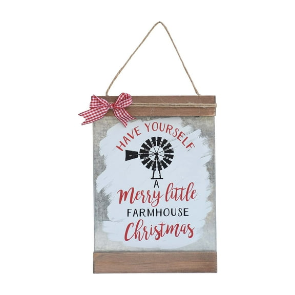 Parisloft Have Yourself a Merry Little Farmhouse Christmas Wood and Metal Holiday Wall Hanging Decor