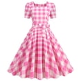 thumbnail image 2 of Fankiway Femmes de la Mode Tribunal Contraste Col Haut Plaid Grande Robe Femmes Plage Sundresses Grande Taille Femmes Robes de Plage Robes pour Femmes, 2 of 3
