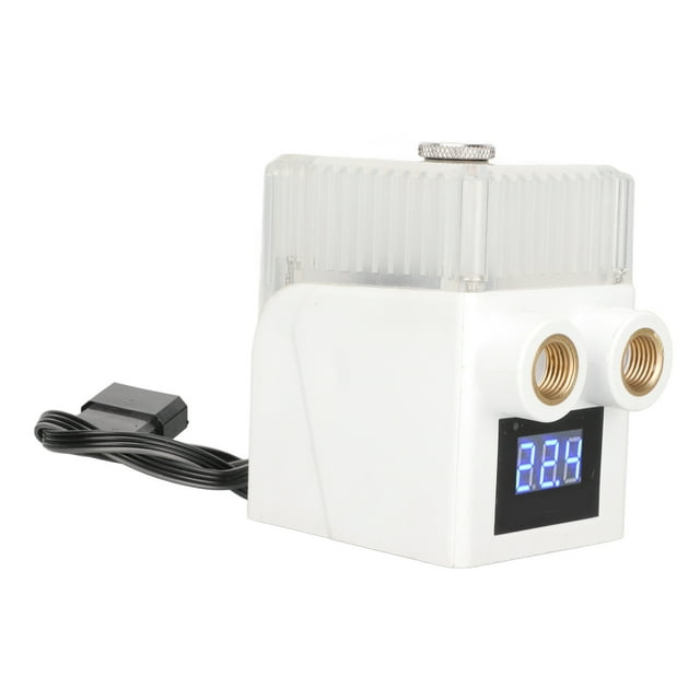 Bomba de refrigeración para ordenador, ultrasilenciosa, rosca G1/4, 12 V, conector de 4 pines, 450 l/h, pantalla de temperatura, transparente, para CPU, color blanco
