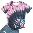 thumbnail image 4 of Besolor Womens Summer Tunic Tops Trendy Tie-Dye Printed Crewneck Short Sleeve Shirts Casual Going out Vacation Tees, 4 of 6