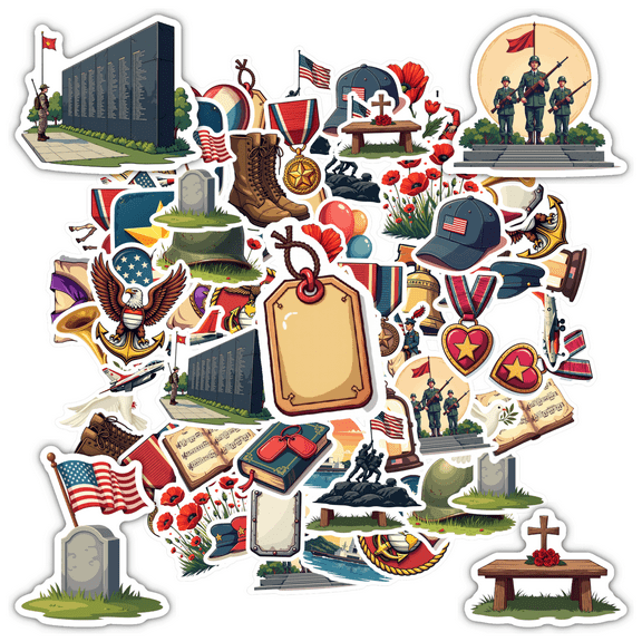 Patriotic Sticker Pack Military Stationery Stickers Badge Graffiti Decals for Notebooks Suitcase