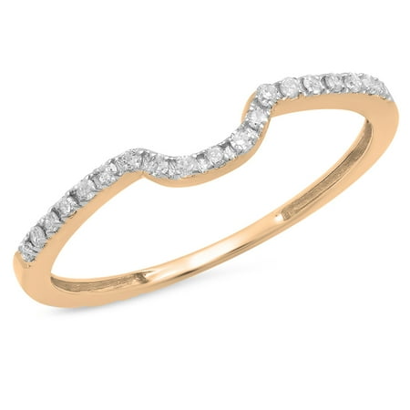 0.12 Carat (ctw) 18K Rose Gold Round White Diamond Ladies Anniversary Wedding Band Guard Ring
