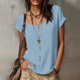 thumbnail image 4 of cocolona Summer Womens Linen Square Neck Tops Button Down Short Sleeve Casual Shirts Trendy Solid Color Blouses, 4 of 7